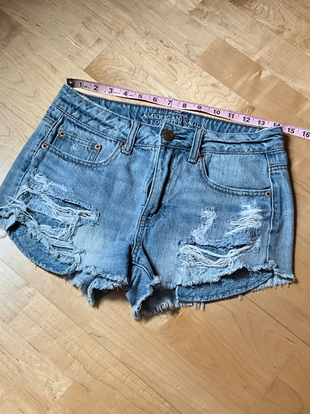 American Eagle Outfitters Light Wash Ripped Denim Shorts